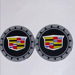 2 Cadillac Logo Car Coasters Holder NWT